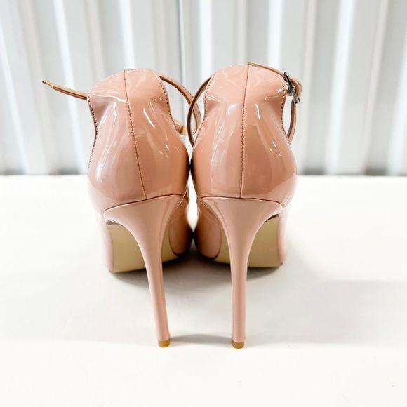 FSJ Women Sexy T-Straps High Heel Closed Pointed Toe Pumps Stylish Ankle Straps - Picture 4 of 8